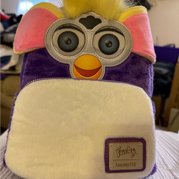 Loungefly Furby Backpack with Purple and Yellow Accents NWT - Picture 3 of 15